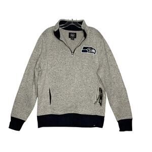 Seattle Seahawks NFL 1/4 Zip Sweatshirt Mens Medium Patch Logo 47 Brand Gray NWT